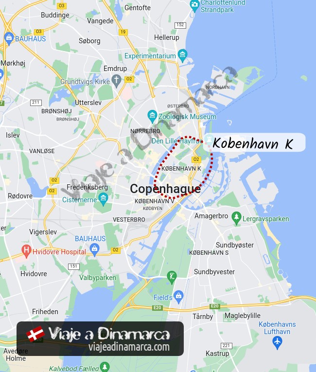 Mapa de Copenhague - centro histórico Kobenhavn K