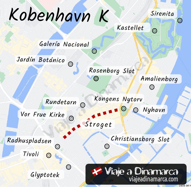 Mapa de Copenhague - centro histórico Kobenhavn K